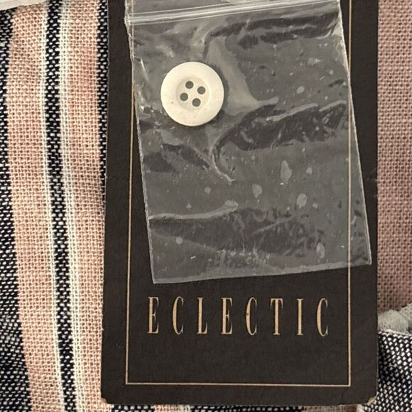 Eclectic Button Front Linen Blend Tank Women's 38 Pink Navy White Stripe NWT - Picture 12 of 12